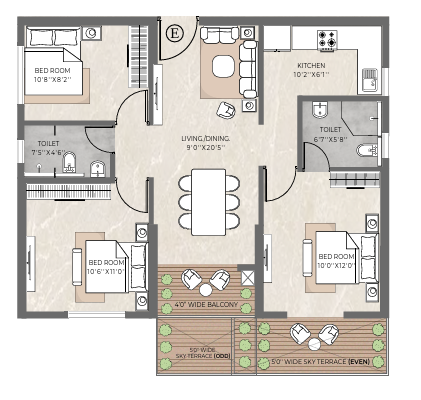 Type E floor plan